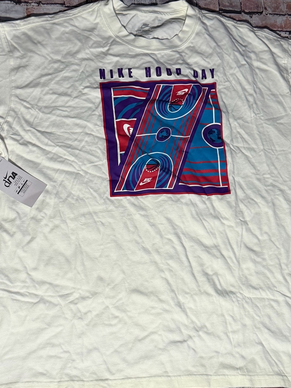 Nike Hoop Day Graphic Tee - White with Blue & Purple Print